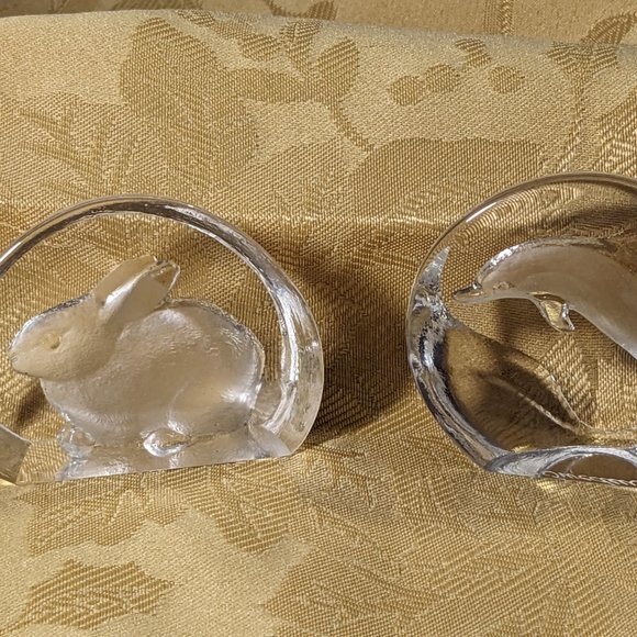 Vtg. Mats Jonasson Dolphin Sculpture Lead Crystal Signed Sweden 2" high x 2.5" - Picture 8 of 8